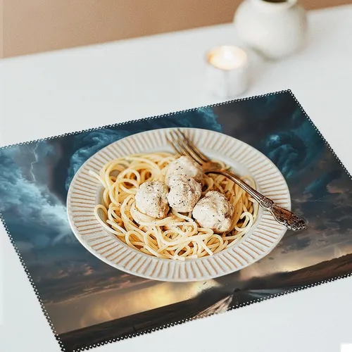 Miniatura 6 de Tornado Natural Disaster Placemats Set of 6 Resistant Table Mats Washable Place Mats for Dinner Party Table Decoration