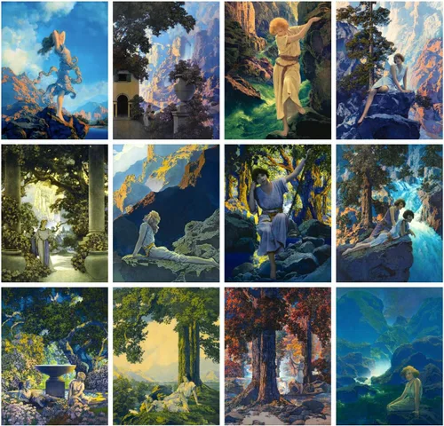 Miniatura 3 de MAXFIELD PARRISH - Calendario de pared 2026 [12 páginas de 8 x 12 pulgadas], pósteres de arte vintage, ilustraciones de museo