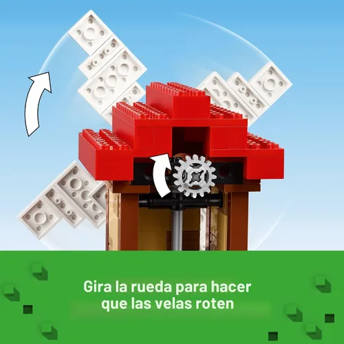 Miniatura 3 de LEGO Minecraft La Granja de Molinos de Viento - Juguetes de Construcción de Minecraft para Niños, Niños y Niñas, Edades 8+ - Incluye 3 Minifiguras