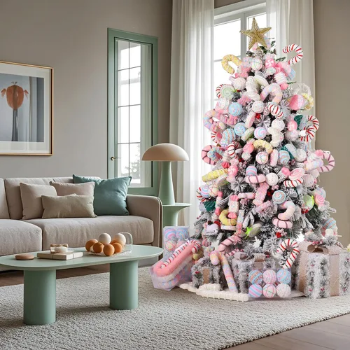 Miniatura 8 de LANGXUN 6 piezas Tierra de Dulces de Piruleta 2025 Navidad Cumpleaños Fiesta Boda Suministros Decoración, Adorno Colgante de Bastón de Caramelo