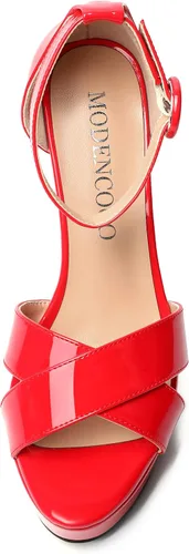 Miniatura 80 de MODENCOCO Sandalias de boda con correa de tobillo sexy para mujer, con plataforma y puntera abierta, tacón de aguja y tacón alto, zapatos de vestir