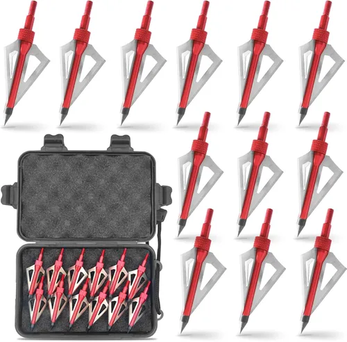 Puntas anchas de tiro con arco, 100 granos atornillados con flecha, 3 cuchillas, cabezas de caza, puntas de flecha compatibles con ballesta y arco