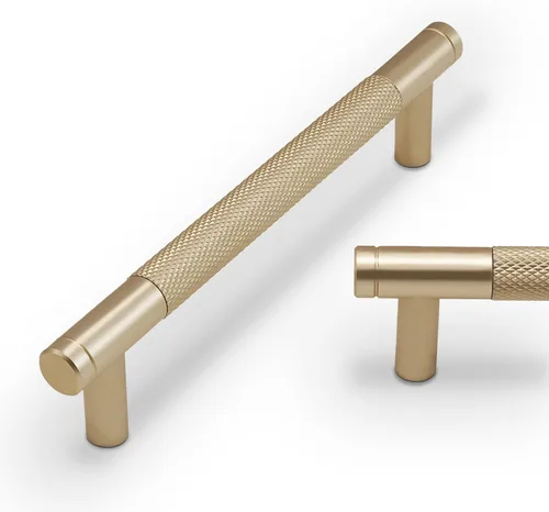 Miniatura 47 de Paquete de 10 tiradores para gabinete de cocina, tiradores mate negro y bronce champán, tiradores de cajón estriados negros, herrajes de cocina