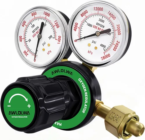 Miniatura 9 de Reguladores de oxígeno y acetileno - Compatible con antorcha de gas de soldadura de servicio medio - CGA540 y CGA510