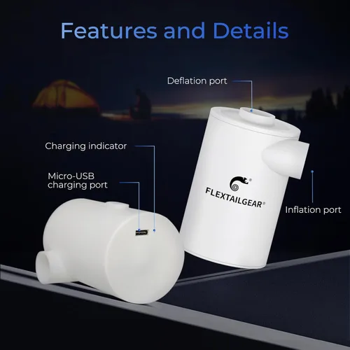 Miniatura 4 de FLEXTAILGEAR MAX Pump 2020 - Bomba de aire portátil con batería de 3600 mAh, bomba de aire recargable por USB, inflado y desinflado rápido