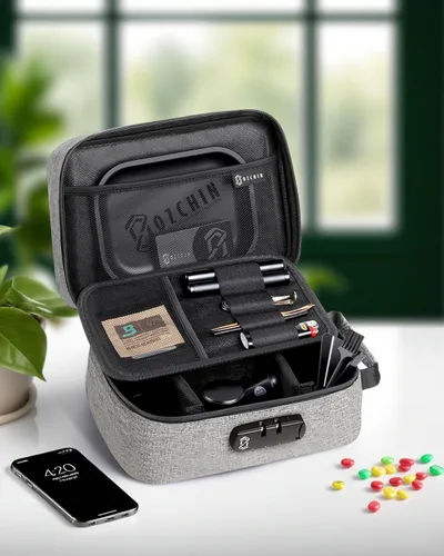 Miniatura 6 de Bolsa de almacenamiento grande con cerradura de combinación, bolsa organizadora de archivos; bolsa de almacenamiento de viaje para medicamentos