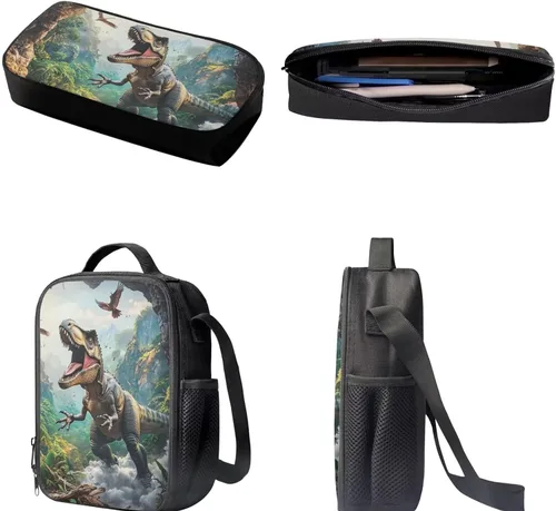 Miniatura 150 de HUGS IDEA Juego de 3 bolsas escolares con aislamiento térmico para el almuerzo, estuche para lápices