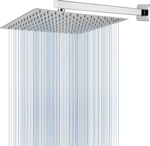 Voolan Cabezal de ducha totalmente de metal con brazo de extensión, cabezales de ducha de lluvia tipo cascada de acero inoxidable, cabezal de ducha