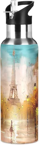 Miniatura 8 de Insulated Water Bottle 20 Oz, BPA-Free Sport Water Bottle for Gym Outdoor Travel School, Painting Street Paris Eiffel