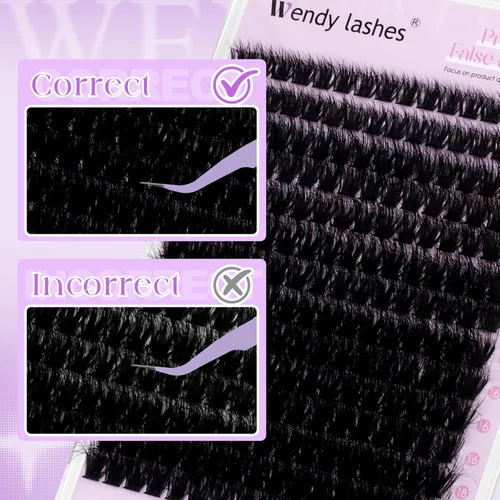Miniatura 9 de WENDY LASHES Extensiones de pestañas onduladas con efecto 3D, extensiones de pestañas de volumen 100D de 0.394-0.709 in