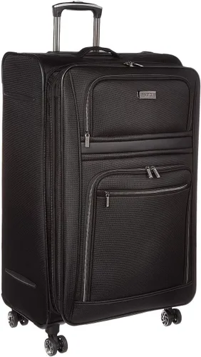 Kenneth Cole Reaction Rugged Roamer Luggage Collection - Maleta de viaje ligera y suave expandible de 8 ruedas, Negro -, Rugged Roamer Luggage