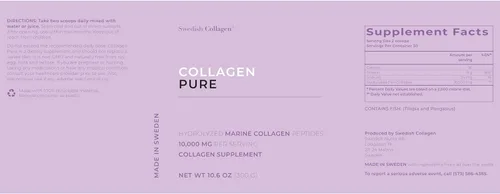 Miniatura 11 de Swedish Collagen Polvo de colágeno marino hidrolizado 10,000 mg por porción - 2 x 10.58 oz (21.16 oz en total) Péptidos puros sin sabor