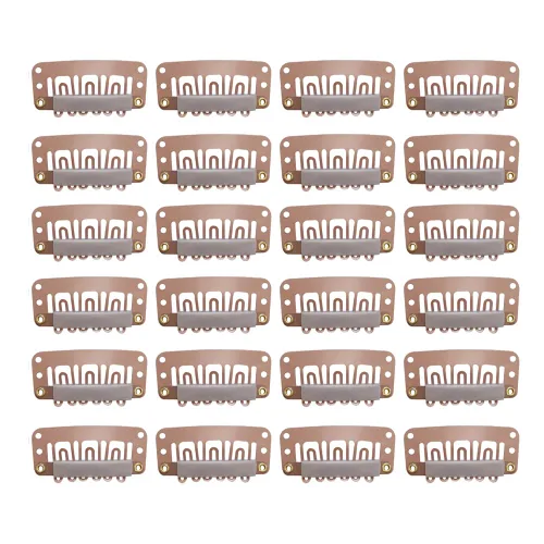 Miniatura 7 de YANTAISIYU 24 unids/lote 1.260 in 9-dientes Metal peluca clips con tapón de goma, peluca invisible accesorios clips (negro)