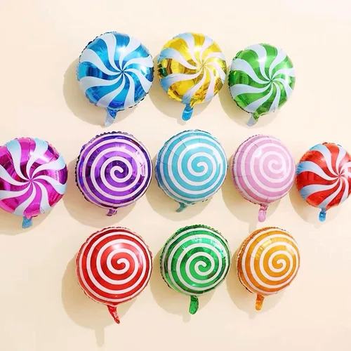 Miniatura 3 de 24 globos de aluminio de Mylar dulces dulces de 18 pulgadas, globos redondos de piruleta para cumpleaños, bebé, boda, Navidad, fiestas, suministros