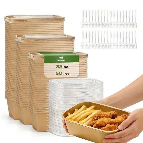 Miniatura 10 de TOPtoper Tazones de papel grandes de 24 onzas sin tapas, paquete de 90 cuencos desechables para sopa, suministros de fiesta sin plástico