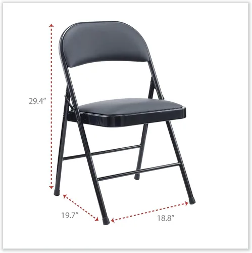 Miniatura 2 de Alera Alera Silla plegable acolchada de poliuretano, soporta hasta 250 libras, asiento negro, respaldo negro, base negra, 4 por caja