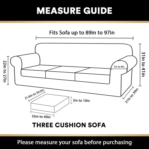 Miniatura 2 de PrinceDeco PriceDeco Funda de terciopelo XL para sofá de gran tamaño, 4 piezas, para sofá de 3 cojines, lavable, protector de muebles con elástico