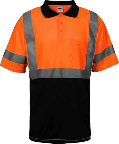 Miniatura 7 de L&M® Hi Vis Camiseta Polo ANSI Clase 3 Reflectante Seguridad Lima Naranja Negro Manga Larga Corta Alta Visibilidad