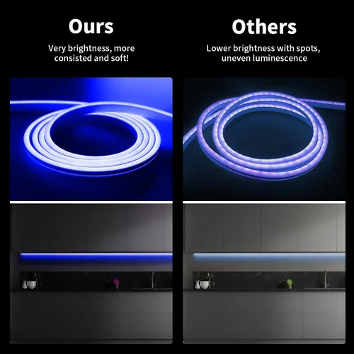 Miniatura 4 de iNextStation Blue LED Light Strip, 16.4ft/5m 12V Silicone Flexible Neon Rope Lights, IP65 Waterproof Cuttable LED Strip Lights for Gaming Room