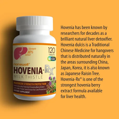 Miniatura 6 de NANOWELL Hovenia-RX - Suplemento de apoyo hepático con extracto de semilla de cardo mariano de silimarina al 80% - 120 tabletas, suministro para 30