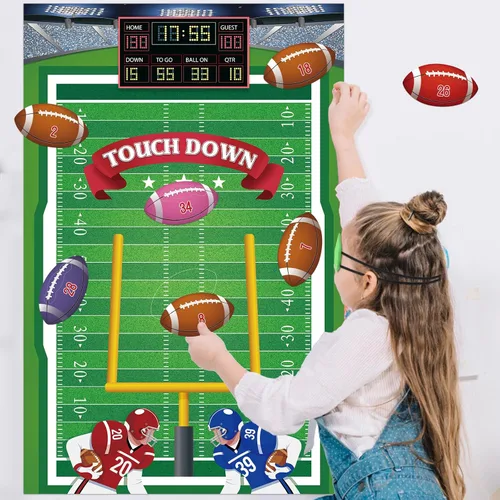 Miniatura 3 de Hooqict Pin The Football on The Goalpost Juegos de fiesta de fútbol para niños, día de juego, decoración de fiesta de cumpleaños, póster grande