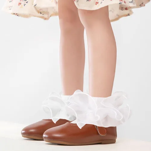 Miniatura 2 de BQUBO - Calcetines de encaje con ojales y volantes, calcetines de encaje para recién nacidobebéniños pequeñosniños pequeños con volantes de verano