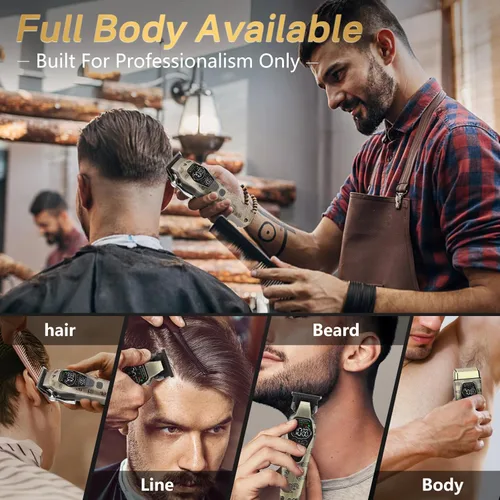 Miniatura 6 de Bomxin Cortapelos para hombres profesionales, 3 en 1 T-Blade Juego de cortapelos y recortadoras para kit de peluquero, cortadora de pelo inalámbrica