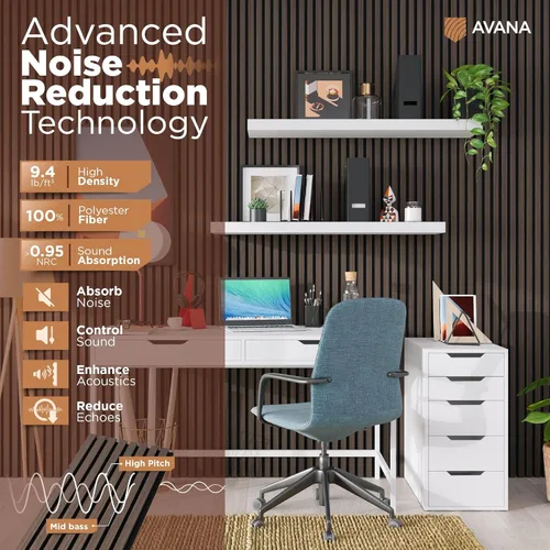 Miniatura 5 de Avana Paneles de pared de madera acústica – Paneles de 93.2 x 11.25 pulgadas – Se adapta a diseños de 94 x 12 pulgadas – Paneles acústicos de nogal