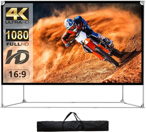 Miniatura 10 de Pantalla de proyector con soporte de 120 pulgadas 16:9 HD 4K para interiores y exteriores, pantalla de proyección para cine en casa, pantalla
