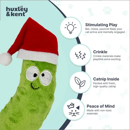 Miniatura 4 de Huxley & Kent Juguete de peluche para gatos, juguete interactivo de hierba gatera para gatos y gatitos, suave con arrugas y hierba gatera, divertido