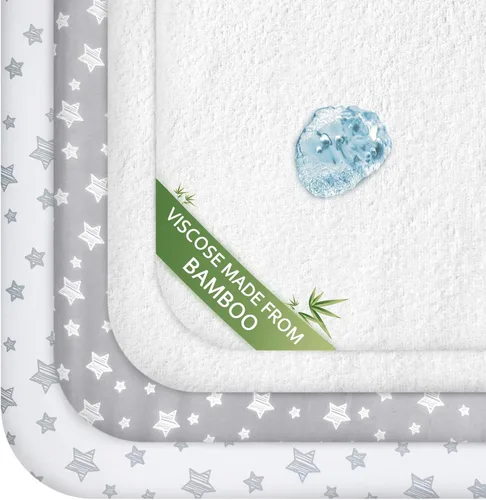 Miniatura 13 de Sábanas de moisés y protector de colchón de moisés impermeable 4 piezas, Terry de viscosa, ajuste universal para colchón ovalado, de reloj de arena
