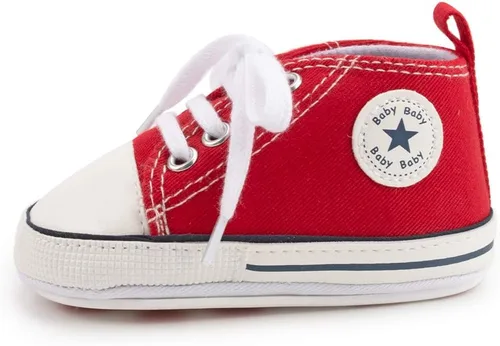 Miniatura 4 de Meckior - Zapatos deportivos de lona para bebé, con suela suave y caña alta, para sus primeros pasos y estar en la cuna