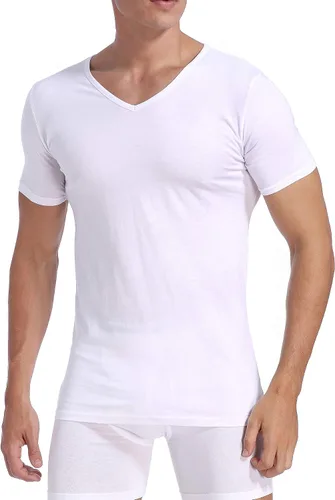Miniatura 2 de Comfneat Camisetas interiores para hombre 100% algodón, cómodas camisetas con cuello en V (paquete de 46)