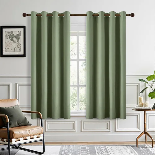 Miniatura 31 de DONREN Cortinas opacas de lino con aislamiento térmico de 52 x 95 pulgadas, cortinas de oscurecimiento de habitación con ojales para dormitorio