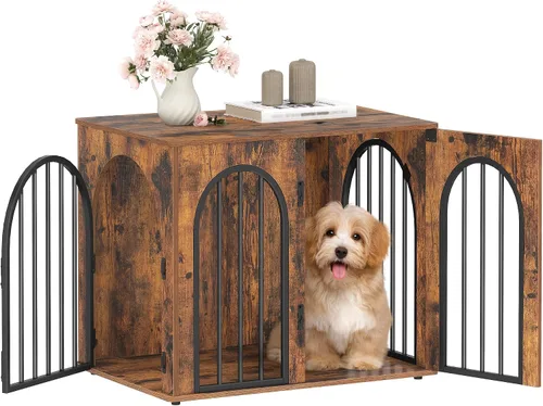 Miniatura 13 de Hzuaneri - Muebles de madera para perros de 26.8 pulgadas, jaula de interior para perros pequeños, jaulas resistentes decorativas para mascotas