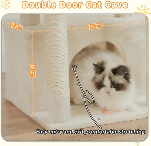 Miniatura 5 de Heybly Árbol para gatos, torre de gatito con cesta grande y suave para gatos, condominio para gatos con espaciosa cama para gatos con espacio
