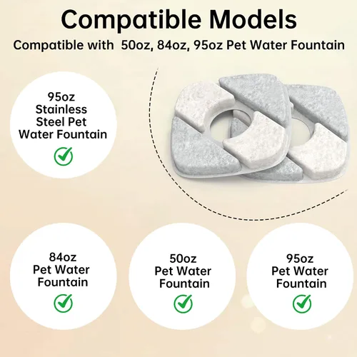 Miniatura 3 de Bomba de fuente de agua para gatos para fuente de 50 onzas, 95 onzas, ultra silenciosa, cable USB, luz LED y paquete de 6 filtros de fuente