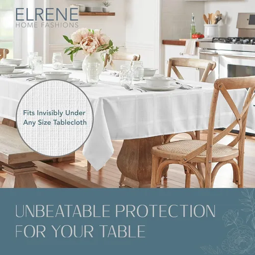 Miniatura 4 de Elrene Home Fashions Protector de mesa de lujo resistente acolchado con respaldo de franela, 70 pulgadas, redondo, blanco