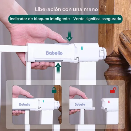 Miniatura 3 de BABELIO Puerta de seguridad temporal para puertas y escaleras, de 66-79 cm, puerta para mascotas con amplia puerta de paso y indicador de cerradura