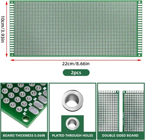 Miniatura 2 de Eagles 2 piezas de placa PCB de doble cara de 3.9 x 8.7 in, prototipo estañado DIY universal FR4 circuito impreso PCB placa protoboard PCB kit placa
