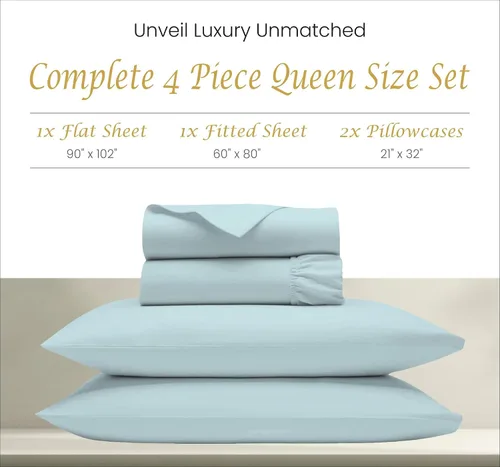 Miniatura 74 de Bluemoon Homes Sábanas de Algodón Egipcio Twin - Juego de Sábanas de 4 Piezas, Juego de Ropa de Cama de 1000 Hilos, Suave y Lujoso Juego de Sábanas