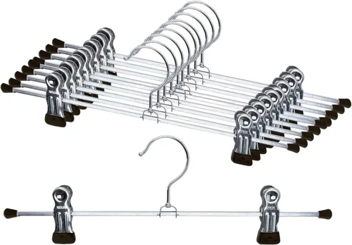 Miniatura 13 de Mawa by Reston Lloyd - Percha antideslizante que ahorra espacio para pantalones y faldas con dos clips, estilo K/40D, juego de 10, 15 3/4 pulgadas