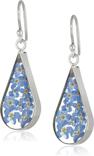 Miniatura 31 de Amazon Essentials Pendientes de plata de ley con forma de lágrima de flor prensada (anteriormente Amazon Collection)