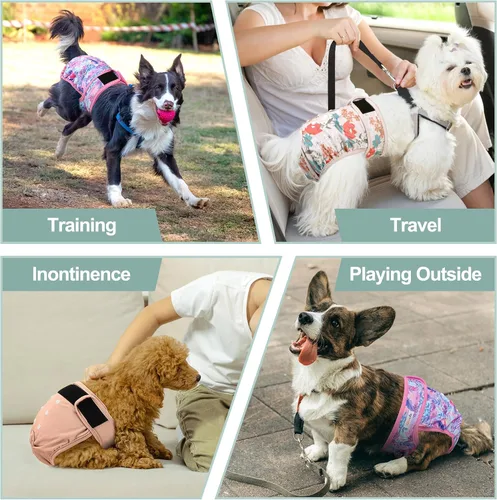 Miniatura 33 de Pañales lavables para perros, para hembras caninas, reutilizables, para periodo de celo, altamente absorbentes, para incontinencia, con broches