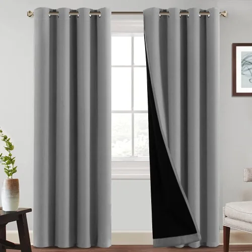 Miniatura 30 de PrinceDeco Paneles de cortina 100 % opacas de 108 pulgadas de largo, completamente opacos, tratamiento de ventana, cortinas forradas con aislamiento