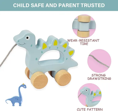 Miniatura 3 de Juguetes de Madera para Bebés Coche, Juguetes de Madera para Bebés, Juguetes de Arrastre para Niños Pequeños, Juguetes de Desarrollo para Niña