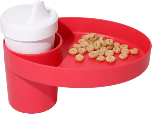Travel Tray Oval fabricado en Estados Unidos amplía tu portavasos actual para sostener tu taza más una bandeja para aperitivos, juguetes y