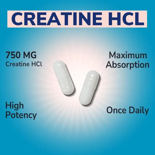 Miniatura 4 de Vitalibre Cápsula de creatina HCl, 750 mg de clorhidrato de creatina de alta absorción, resistencia, fuerza, absorción rápida, sin carga, sin