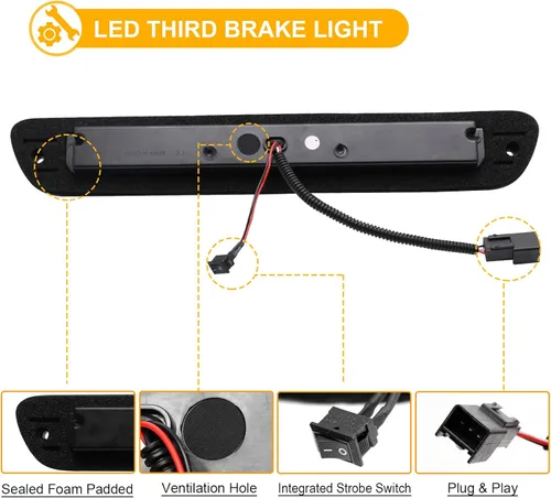 Miniatura 5 de R&F Auto Tercera luz de freno LED de repuesto para Colorado/Canyon (2004-2012) Luces de carga de techo de camioneta, lámpara de freno de montaje B