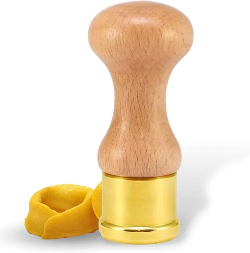 La Gondola Sello casero para ravioles – redondo suave 1.5 pulgadas | Herramienta para hacer pasta italiana para el hogar y negocios | Latón y madera
